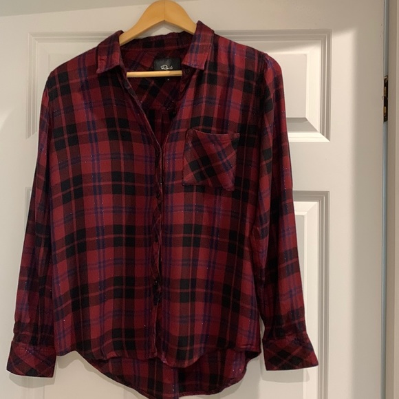 Rails Tops - Rails button down shirt Hunter style in wine, navy and black.